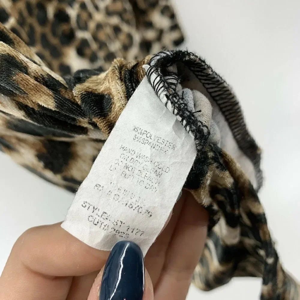 Leopard Print Velvet Long Sleeve Mini Dress Medium - Picture 8 of 8